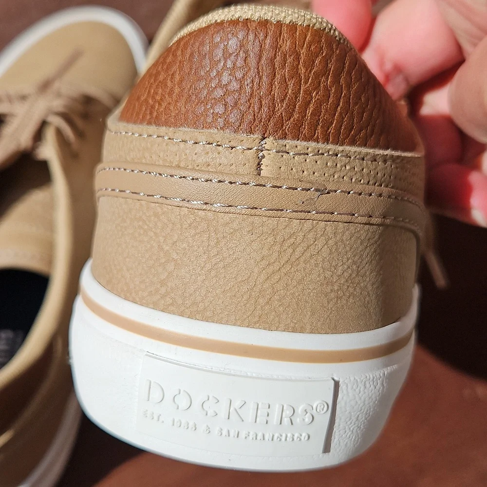 Dockers Tan Faux Leather Lace-up Sneakers Tennis Shoes 8.5 - Picture 6 of 10
